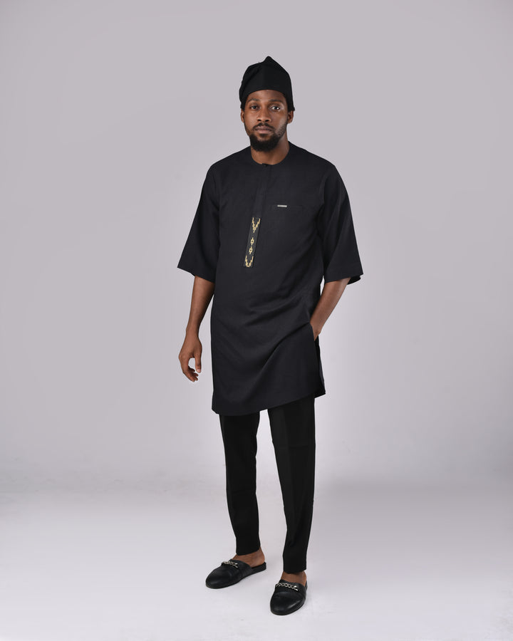 Black Embroidery Kaftan 3/4 Sleeves