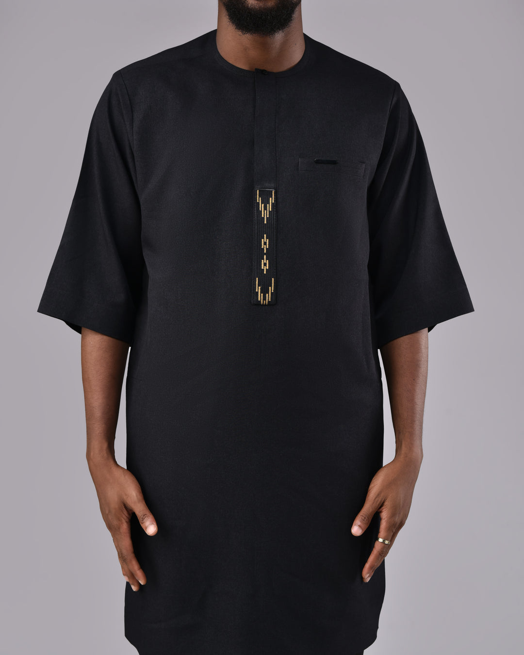 Black Embroidery Kaftan 3/4 Sleeves