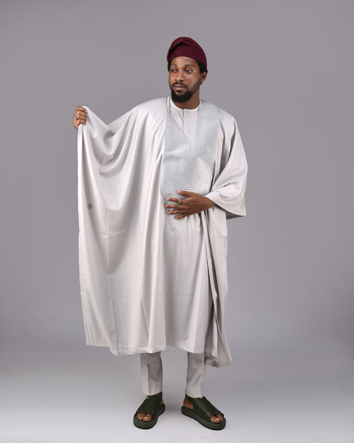 Grey Agbada (3-Piece )