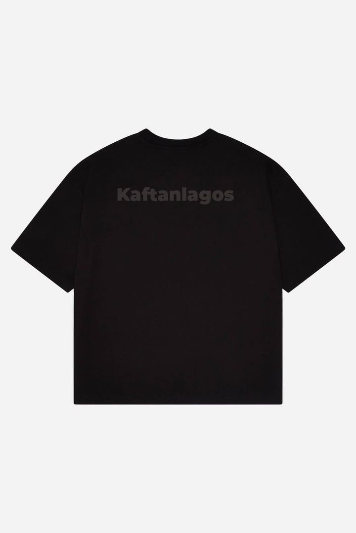 Black T-Shirt with White "kaftanlagos" Prints