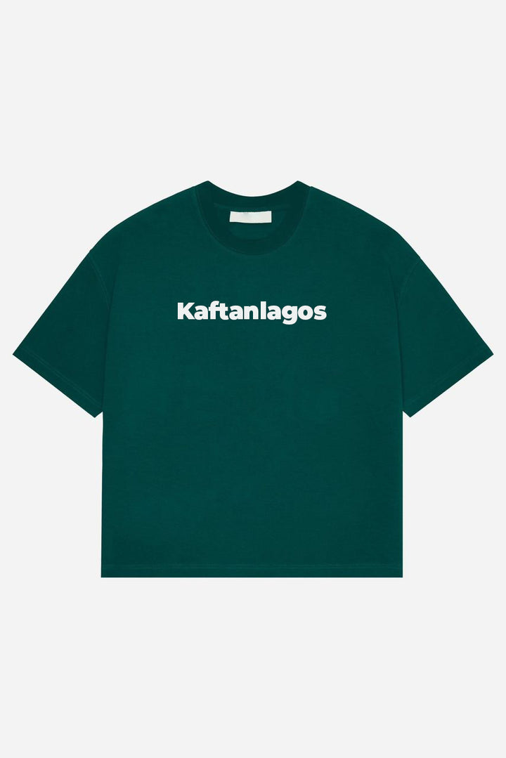 Black T-Shirt with Black "kaftanlagos" Prints