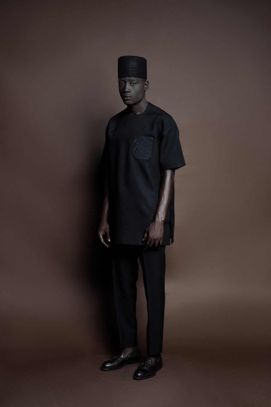 Black on Black Pocket Kaftan