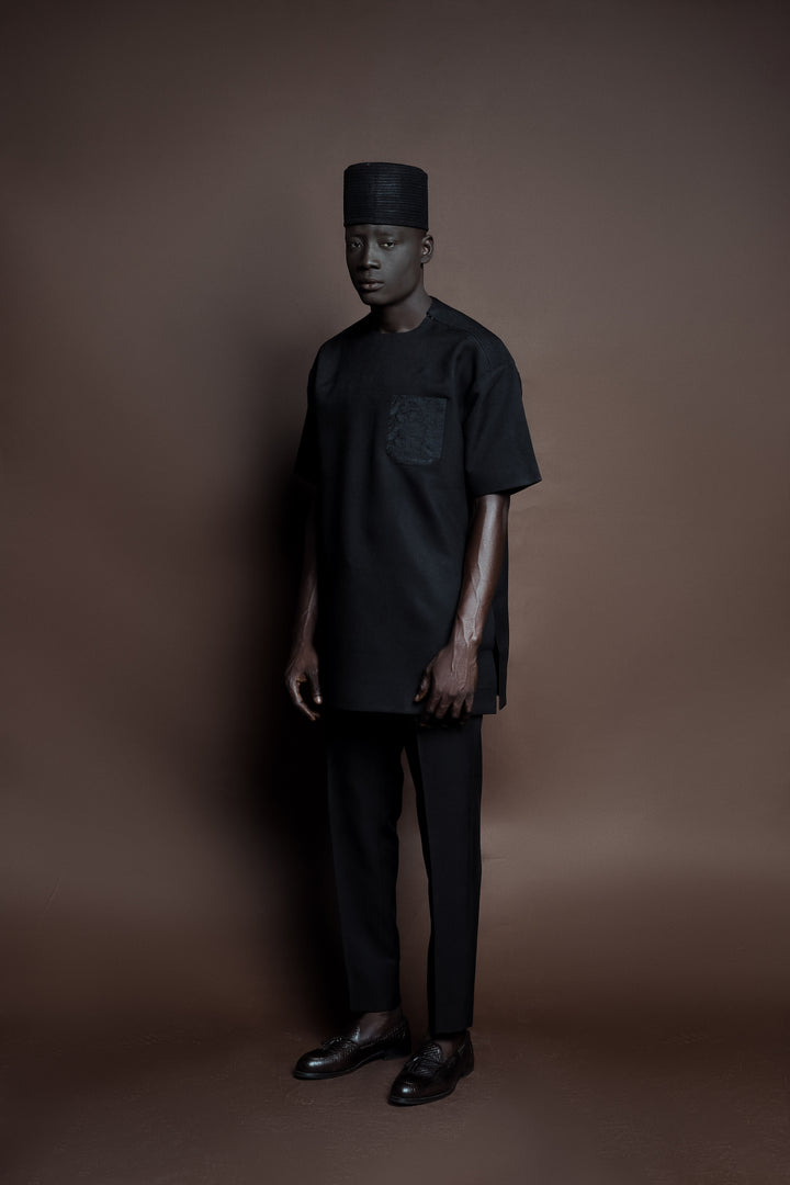 Black on Black Pocket Kaftan