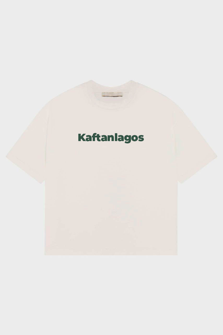 Black T-Shirt with White "kaftanlagos" Prints