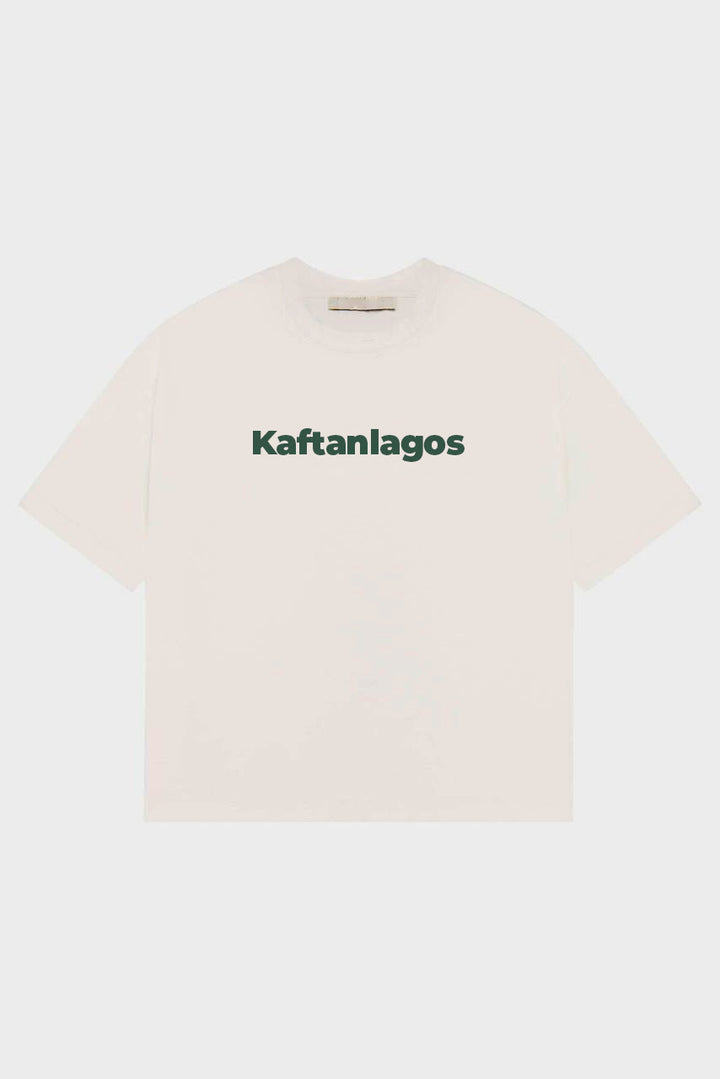 Black T-Shirt with White "kaftanlagos" Prints