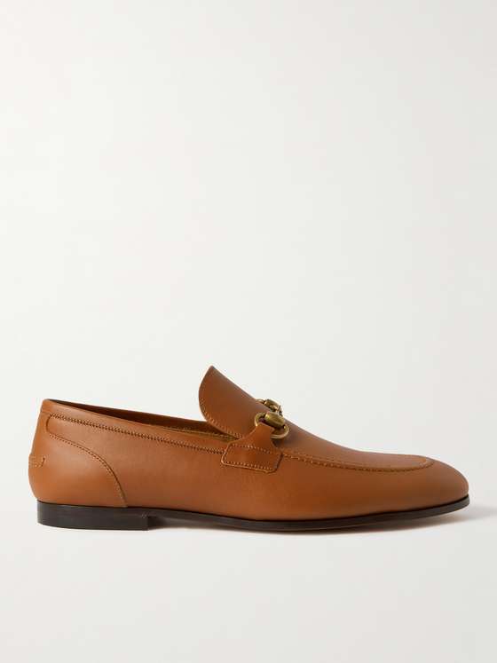 Tan Leather HorseBit Loafers (Flat)