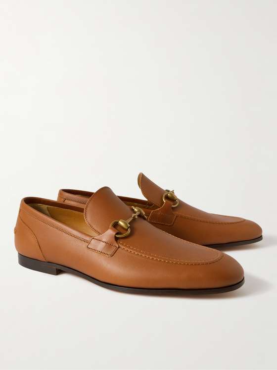 Tan Leather HorseBit Loafers (Flat)