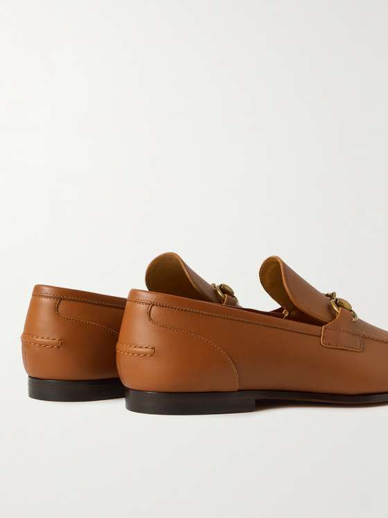 Tan Leather HorseBit Loafers (Flat)