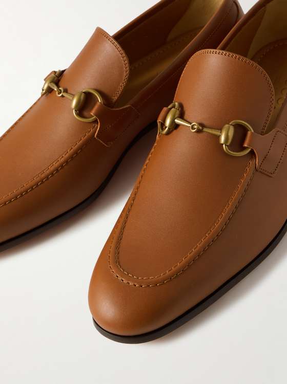 Tan Leather HorseBit Loafers (Flat)