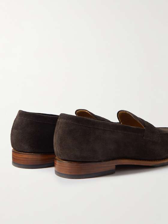 Coffee Suede Penny Loafers (Nude Welt)