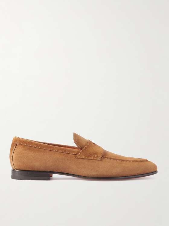 Tan Suede Penny Loafers