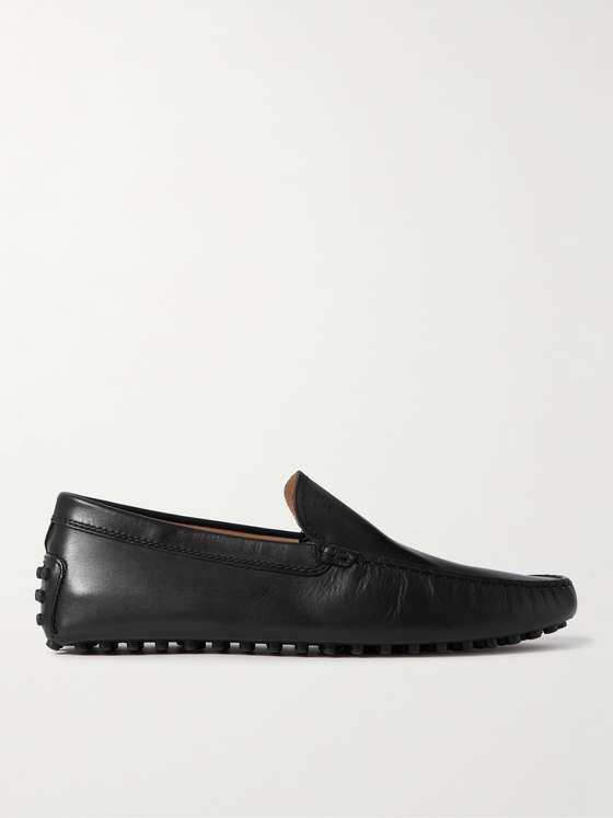 Black Leather Minimal Driving Shoes