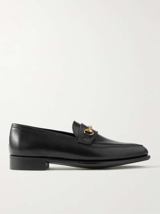 Black Leather HorseBit Loafers (Dej)