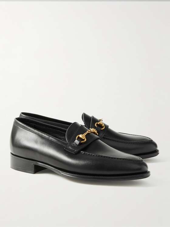 Black Leather HorseBit Loafers (Dej)