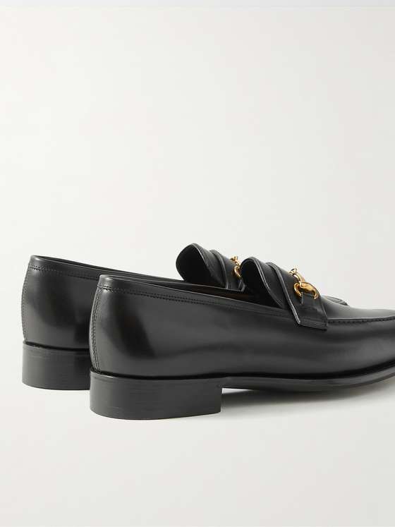 Black Leather HorseBit Loafers (Dej)