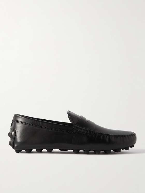 Black Leather Penny Driving Shoes