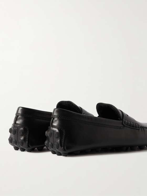 Black Leather Penny Driving Shoes