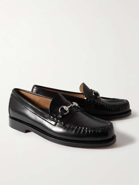 Black Cordovan Leather HorseBit Loafers