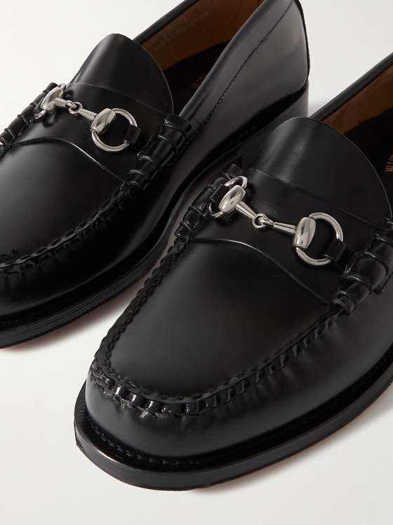 Black Cordovan Leather HorseBit Loafers