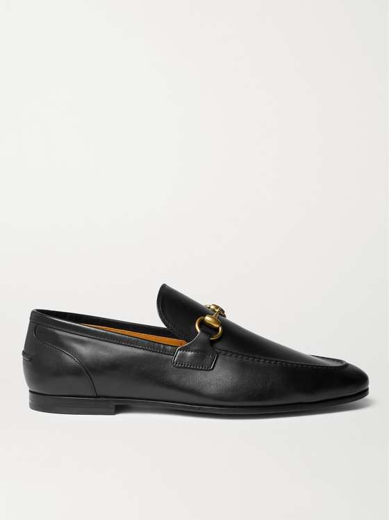 Black Leather HorseBit Loafers (Flat)