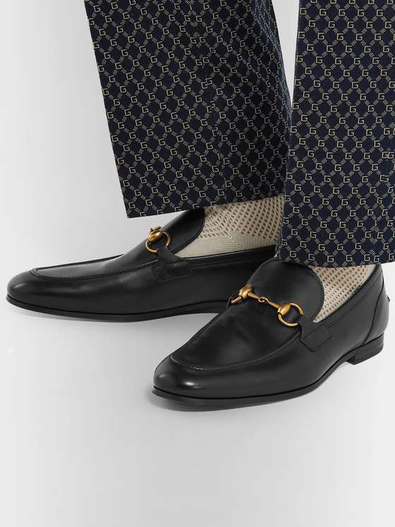 Black Leather HorseBit Loafers (Flat)