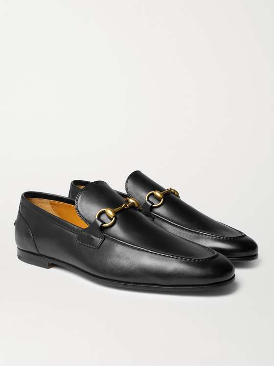 Black Leather HorseBit Loafers (Flat)