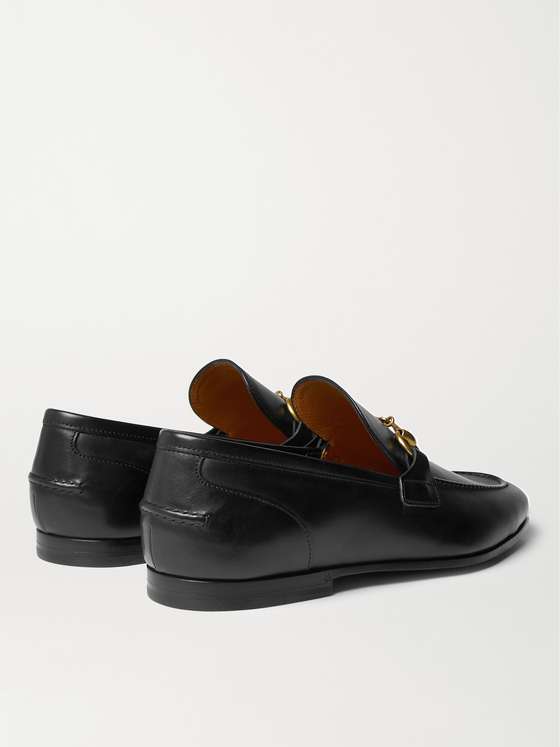 Black Leather HorseBit Loafers (Flat)