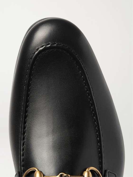 Black Leather HorseBit Loafers (Flat)