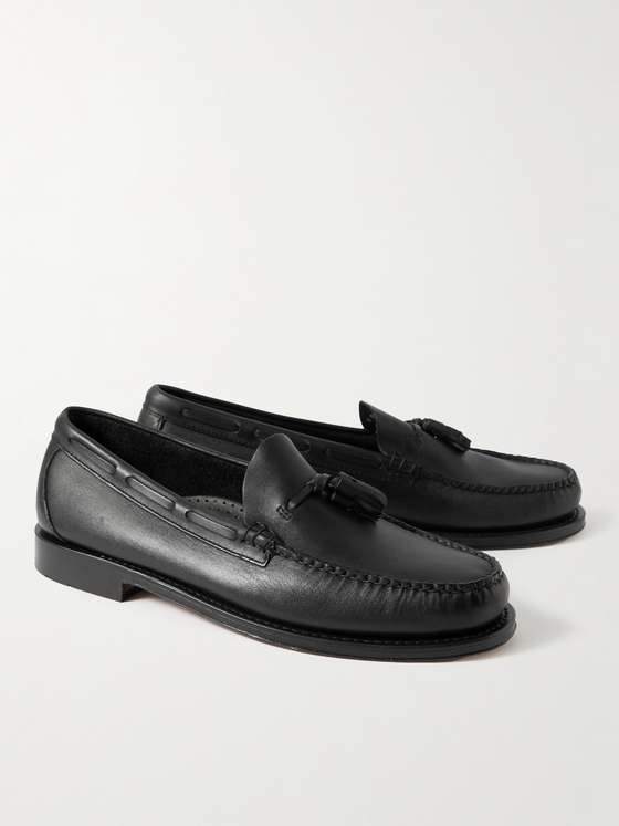 Black Leather Tassel Loafers (Weejun)