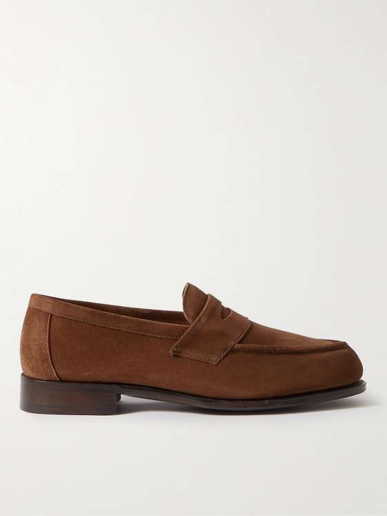 Brown Suede Penny Loafers