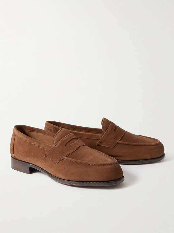 Brown Suede Penny Loafers