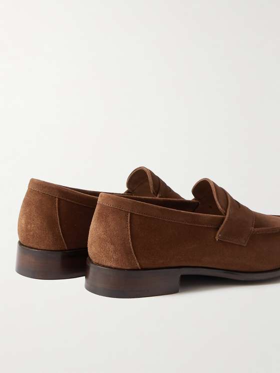 Brown Suede Penny Loafers