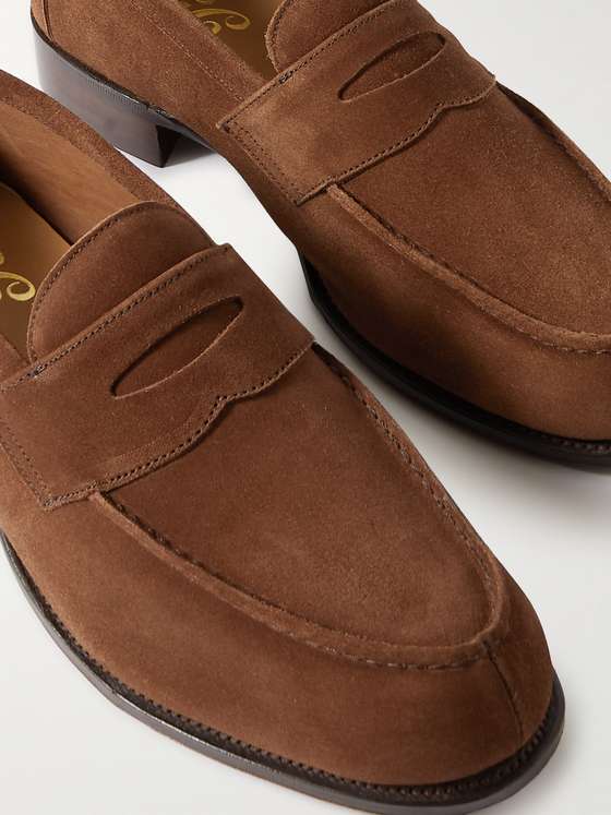 Brown Suede Penny Loafers