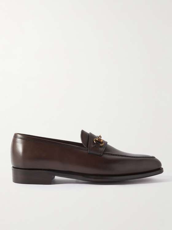 Coffee Leather HorseBit Loafers (Dej)