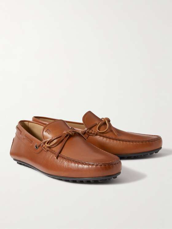 Brown Leather String Driving Shoes