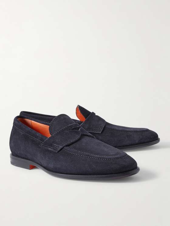 Midnight Blue Suede Penny Loafers