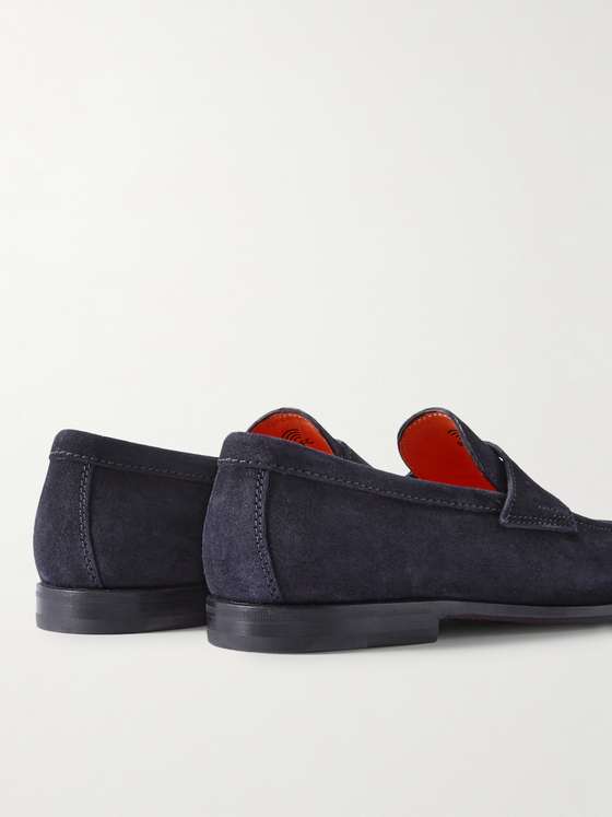 Midnight Blue Suede Penny Loafers