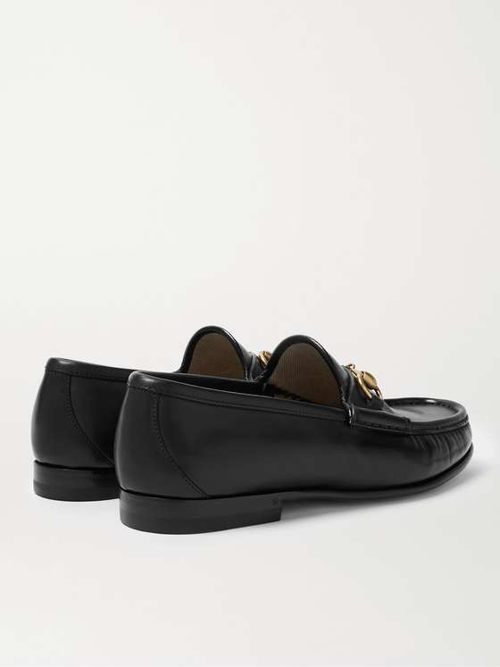 Black Leather HorseBit Loafers