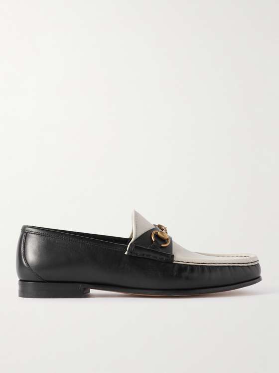 Black and White Horsebit Loafers