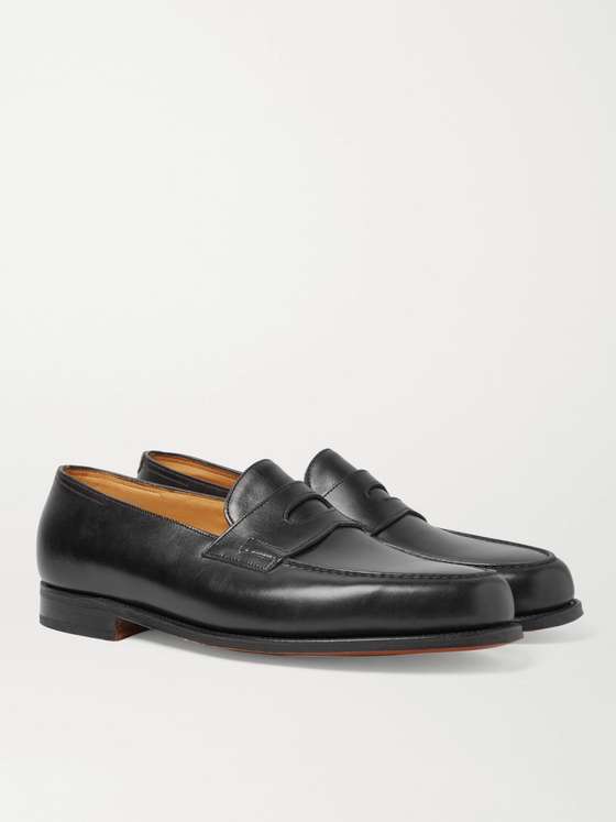 Black Leather Penny Loafers