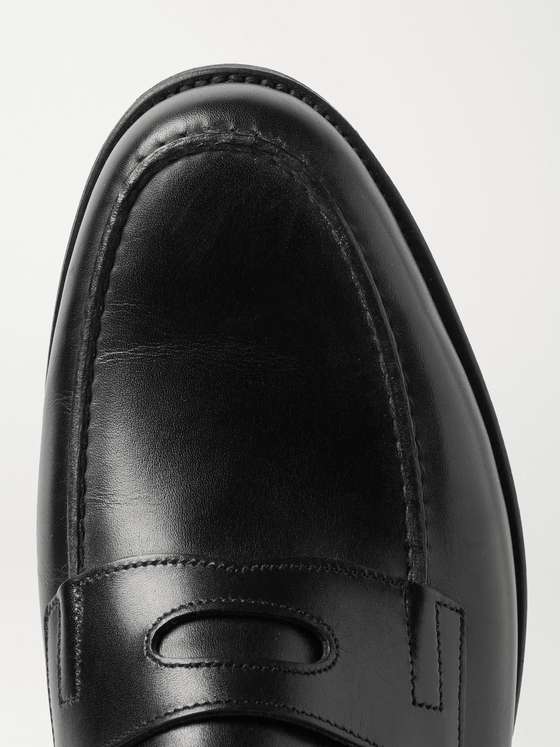 Black Leather Penny Loafers