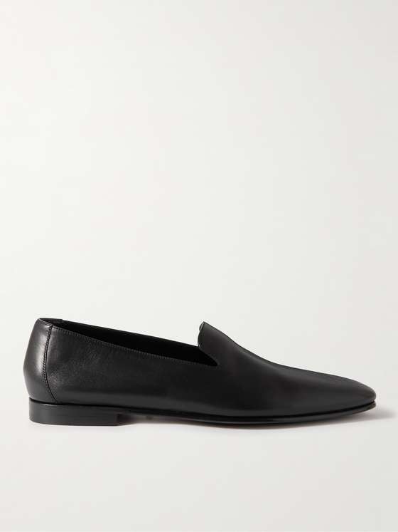 Black Leather Minimal Loafers