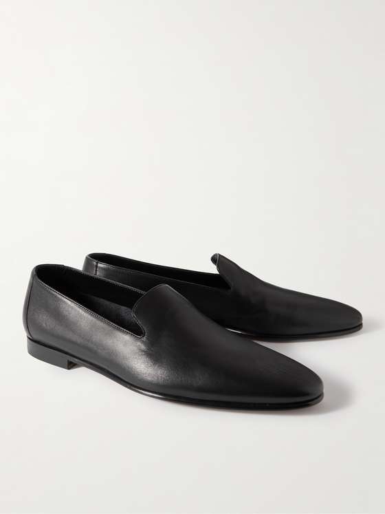 Black Leather Minimal Loafers