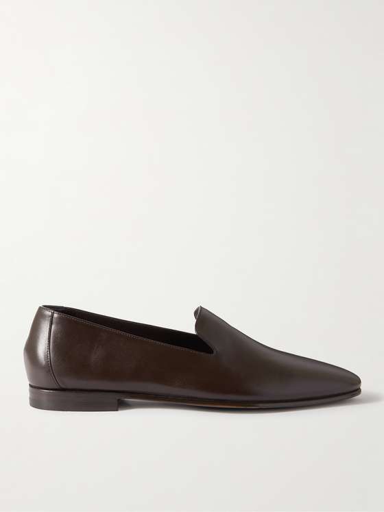 Coffee Leather Minimal Loafers