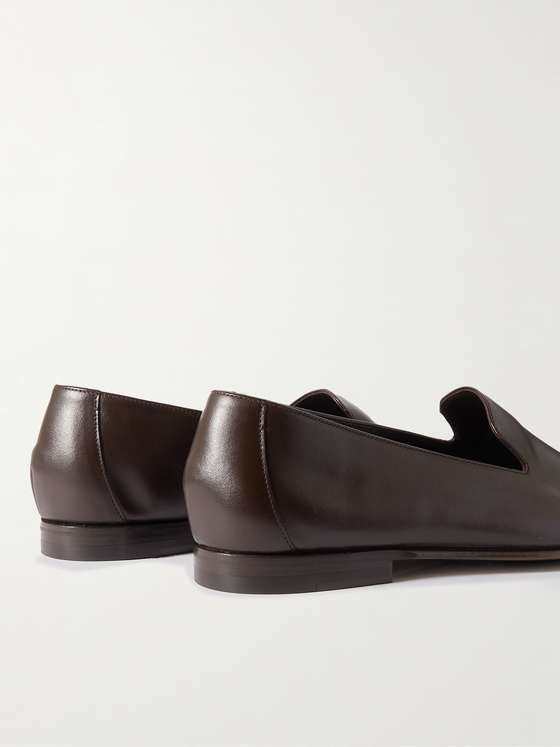 Coffee Leather Minimal Loafers