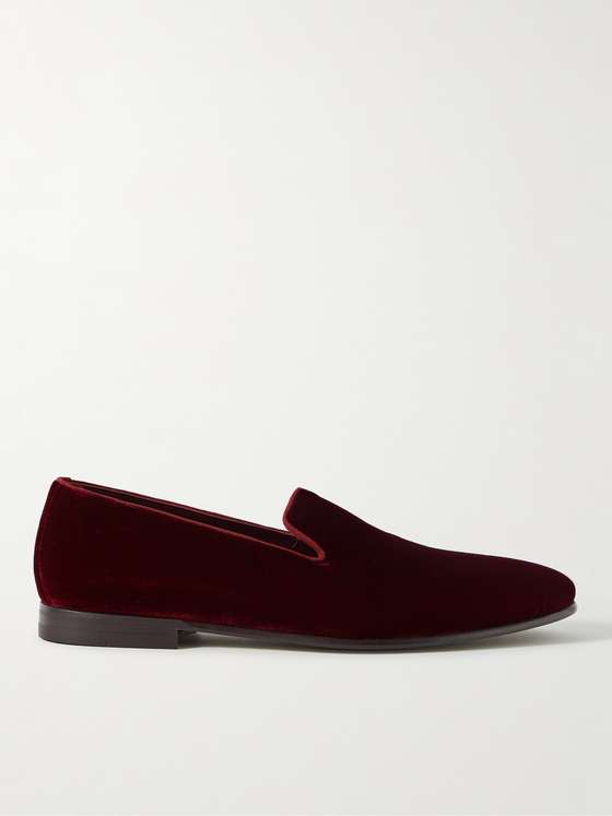 Burgundy Velvet Minimal loafers