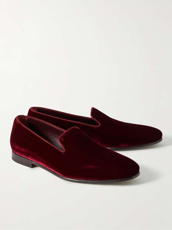 Burgundy Velvet Minimal loafers