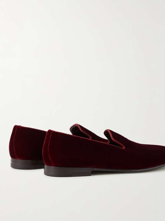 Burgundy Velvet Minimal loafers