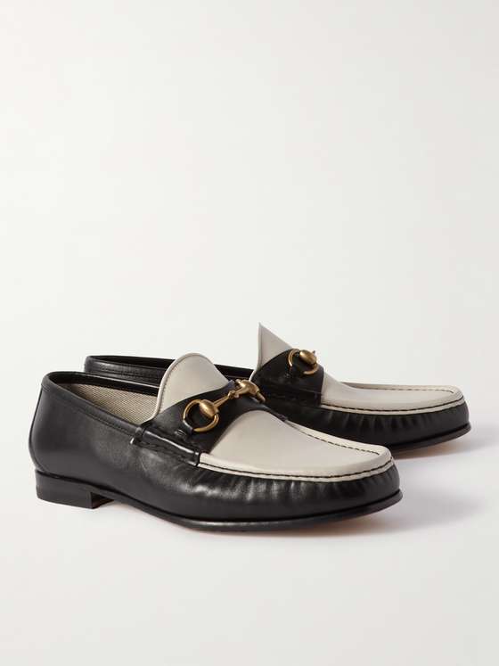 Black and White Horsebit Loafers