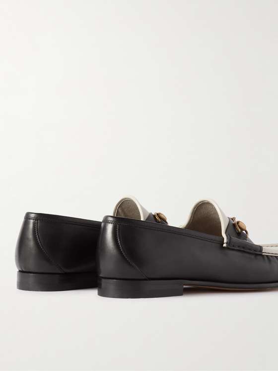 Black and White Horsebit Loafers